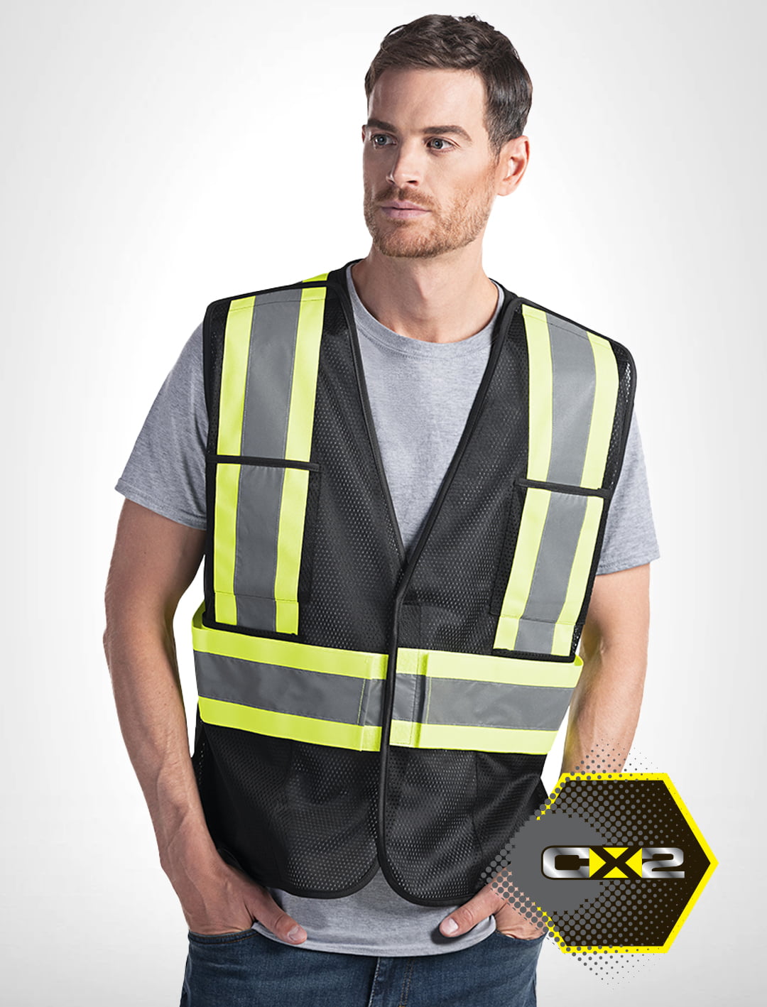 CX2 Hi-Vis Patrol Mesh Hi-Vis 5 Point Tear Away Vest #L01180