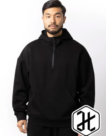 Just Like Hero Drop Shoulder Scuba 1/2 Zip Hoodie #4220