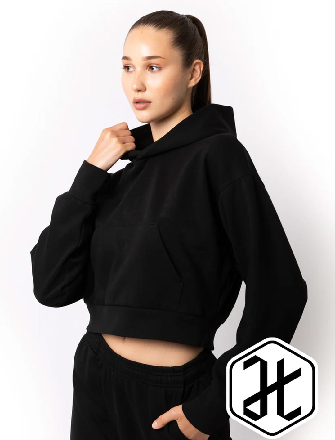 Just Like Hero Ladies Drop Shoulder Crop Hoodie #2120C